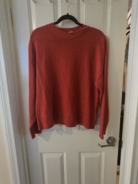 Divided Bright Red Ribbed Crewneck Sweater . H&M